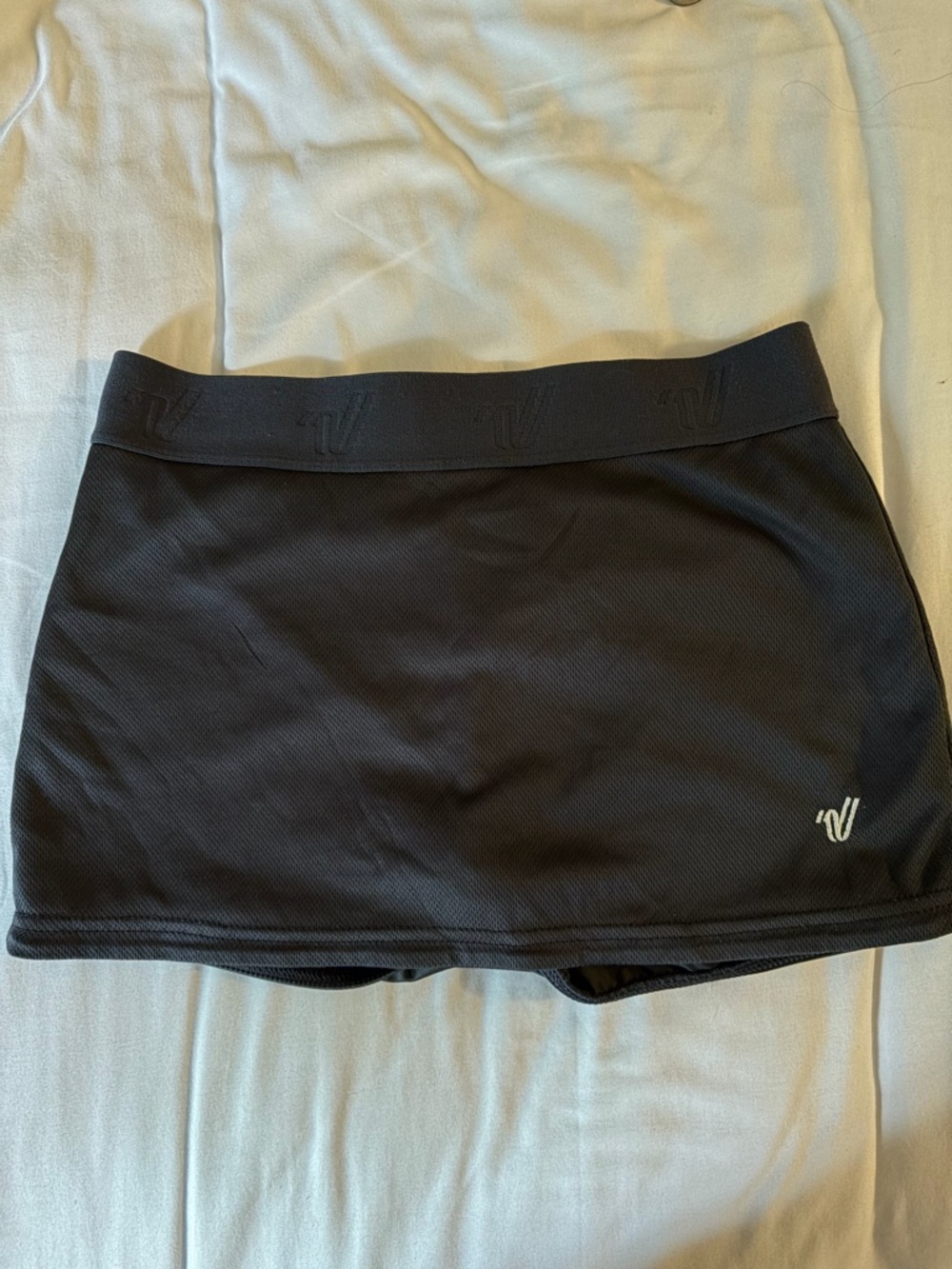 Varsity sports mini skirt with shorts dark grey